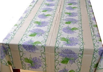 100% Cotton Cream Lavender Square/Rectangular Tablecloth
